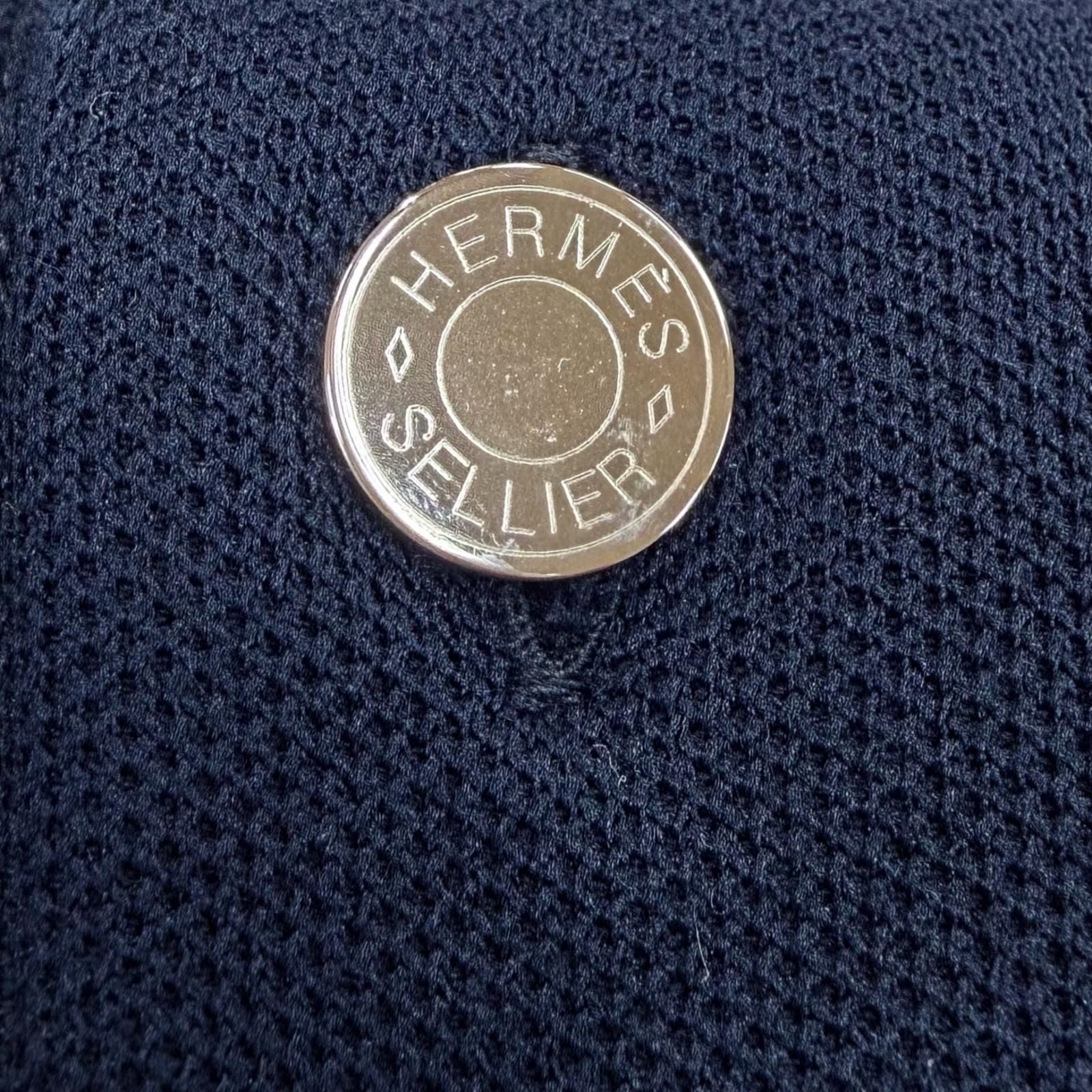 Hermes Cotton Series Button Short Sleeve Polo Shirt Navy — view 4