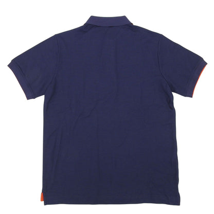 Hermes Cotton Series Button Short Sleeve Polo Shirt Navy — view 2
