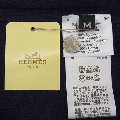 Hermes Cotton Series Button Short Sleeve Polo Shirt Navy — view 8