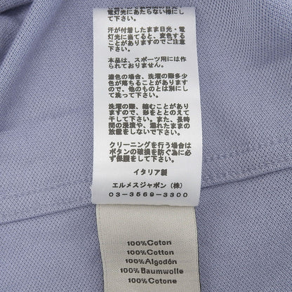 Hermes Cotton 100% Logo Embroidery Short Sleeve Polo Shirt Light Blue — view 7