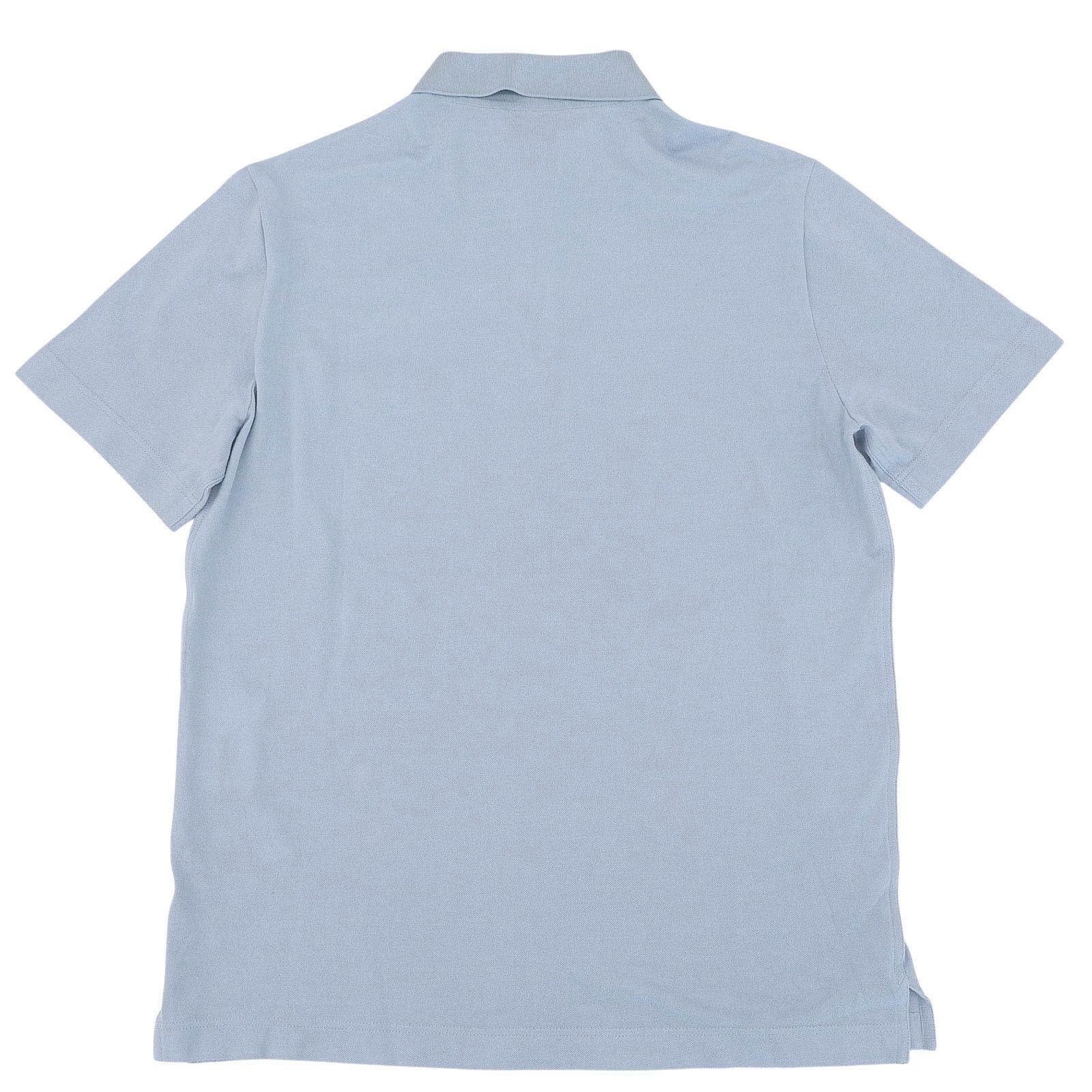 Hermes Cotton 100% Logo Embroidery Short Sleeve Polo Shirt Light Blue — view 2