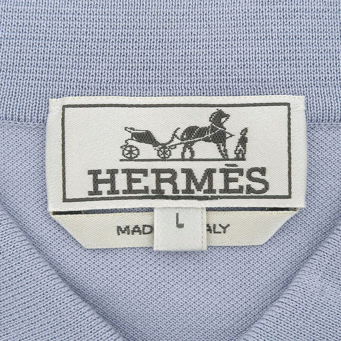 Hermes Cotton 100% Logo Embroidery Short Sleeve Polo Shirt Light Blue — view 5