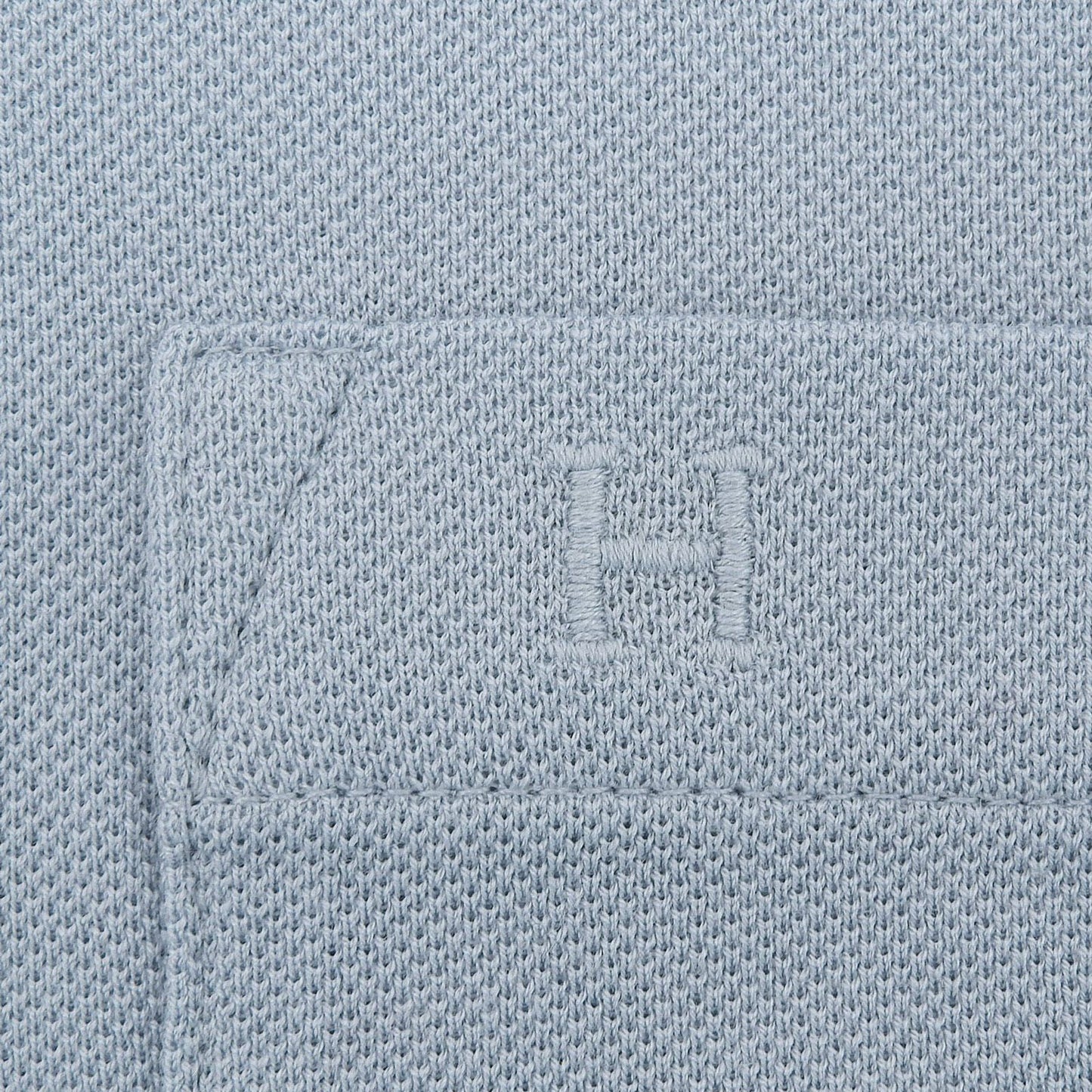 Hermes Cotton 100% Logo Embroidery Short Sleeve Polo Shirt Light Blue — view 4