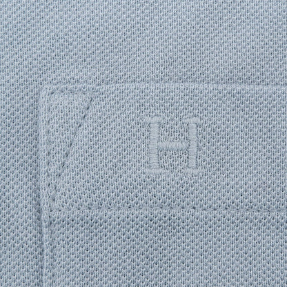 Hermes Cotton 100% Logo Embroidery Short Sleeve Polo Shirt Light Blue — view 4
