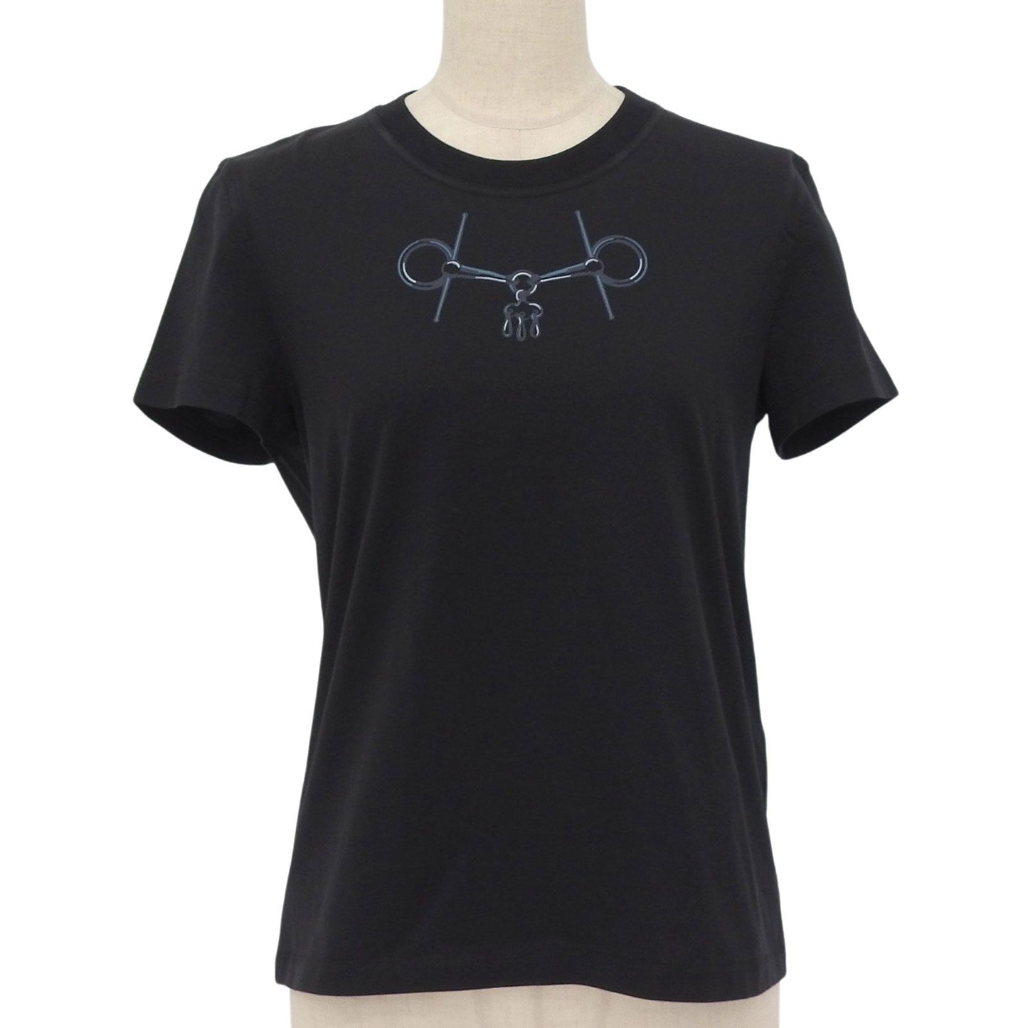 Hermes Cartouche Molle Cotton 100% Short Sleeve T-Shirt Black 36