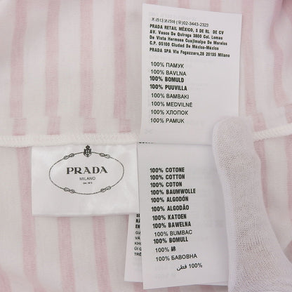 Prada Cotton 100% Triangle Logo Border Pattern Short Sleeve T-Shirt Red White XS — view 8
