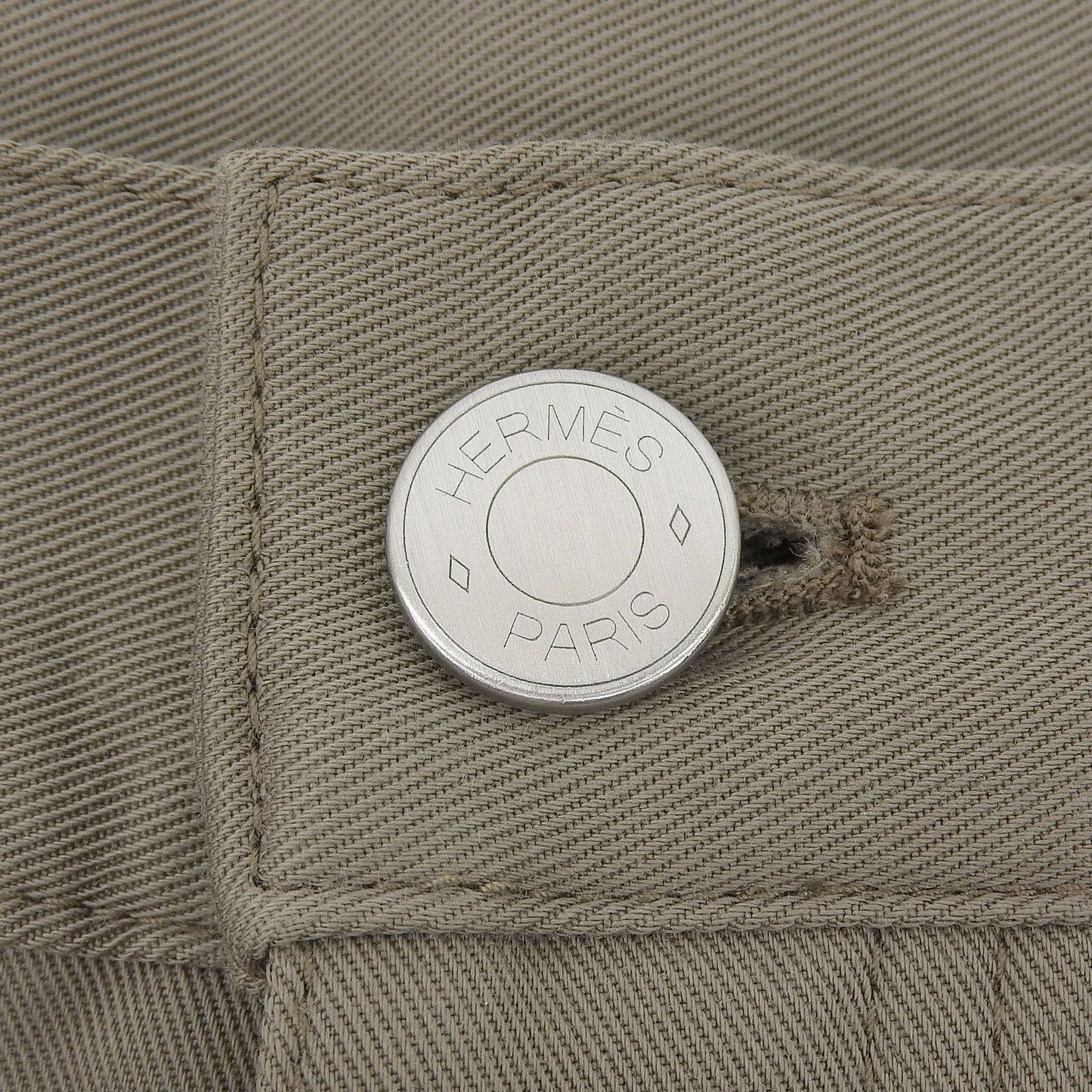 Hermes Cotton 100% Series Button Leather with Patch Fly Pants Khaki 44 — view 5