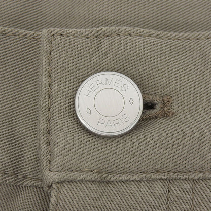 Hermes Cotton 100% Series Button Leather with Patch Fly Pants Khaki 44 — view 5