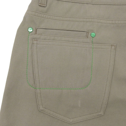 Hermes Cotton 100% Series Button Leather with Patch Fly Pants Khaki 44 — view 6