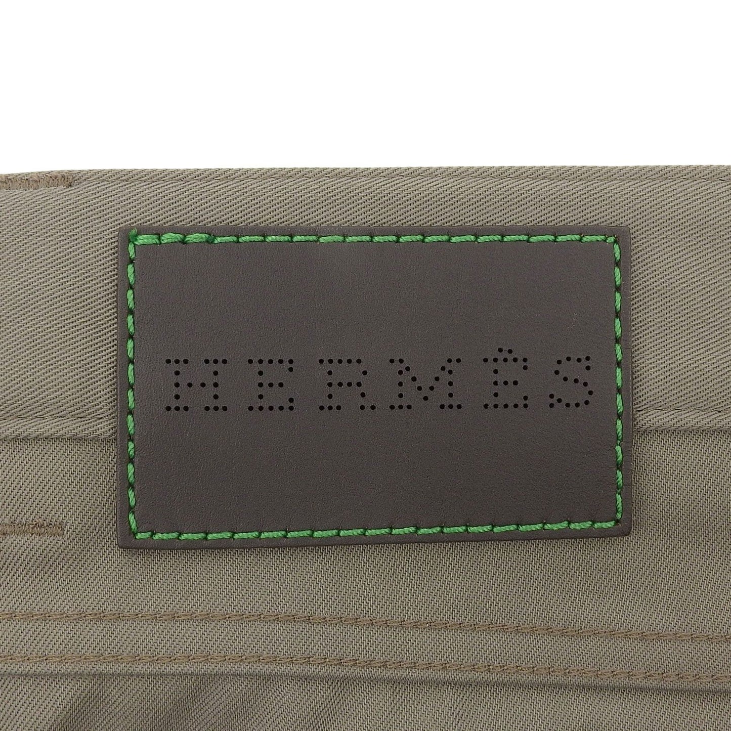 Hermes Cotton 100% Series Button Leather with Patch Fly Pants Khaki 44 — view 4
