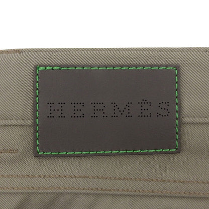 Hermes Cotton 100% Series Button Leather with Patch Fly Pants Khaki 44 — view 4
