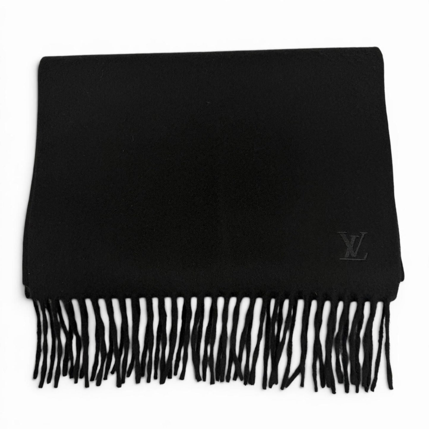 Louis Vuitton Cashmere Echarpe Jhelum LV Logo Embroidered Scarf with Fringe
