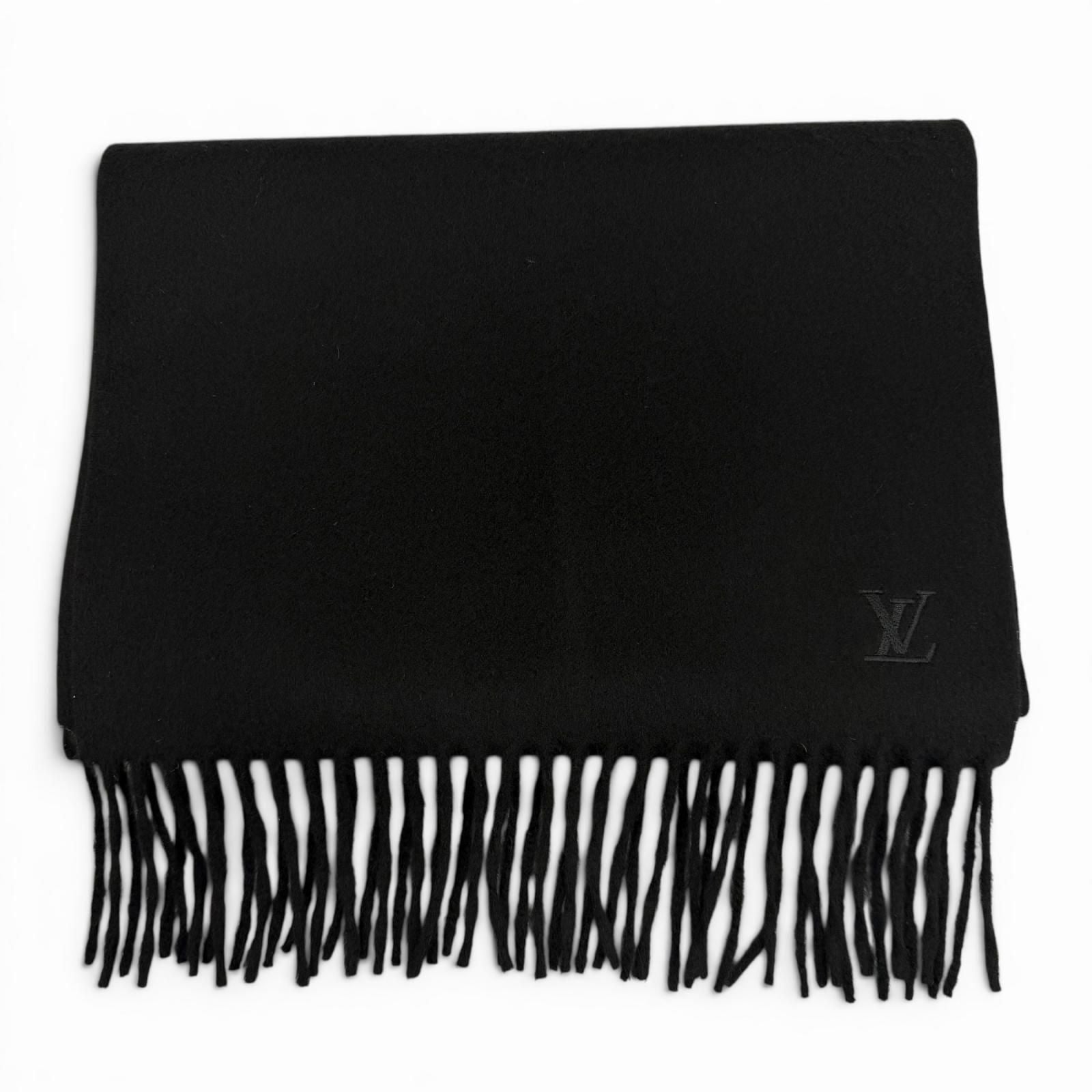 Louis Vuitton Cashmere Echarpe Jhelum LV Logo Embroidered Scarf with Fringe