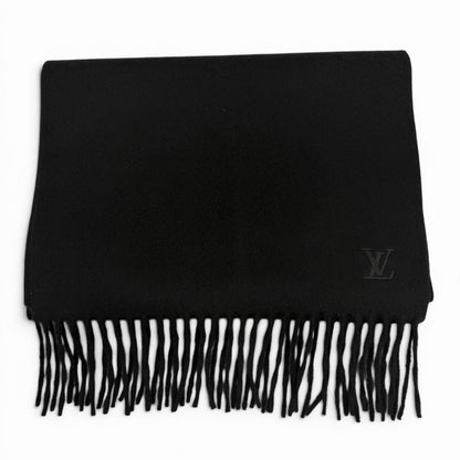 Louis Vuitton Cashmere Echarpe Jhelum LV Logo Embroidered Scarf with Fringe