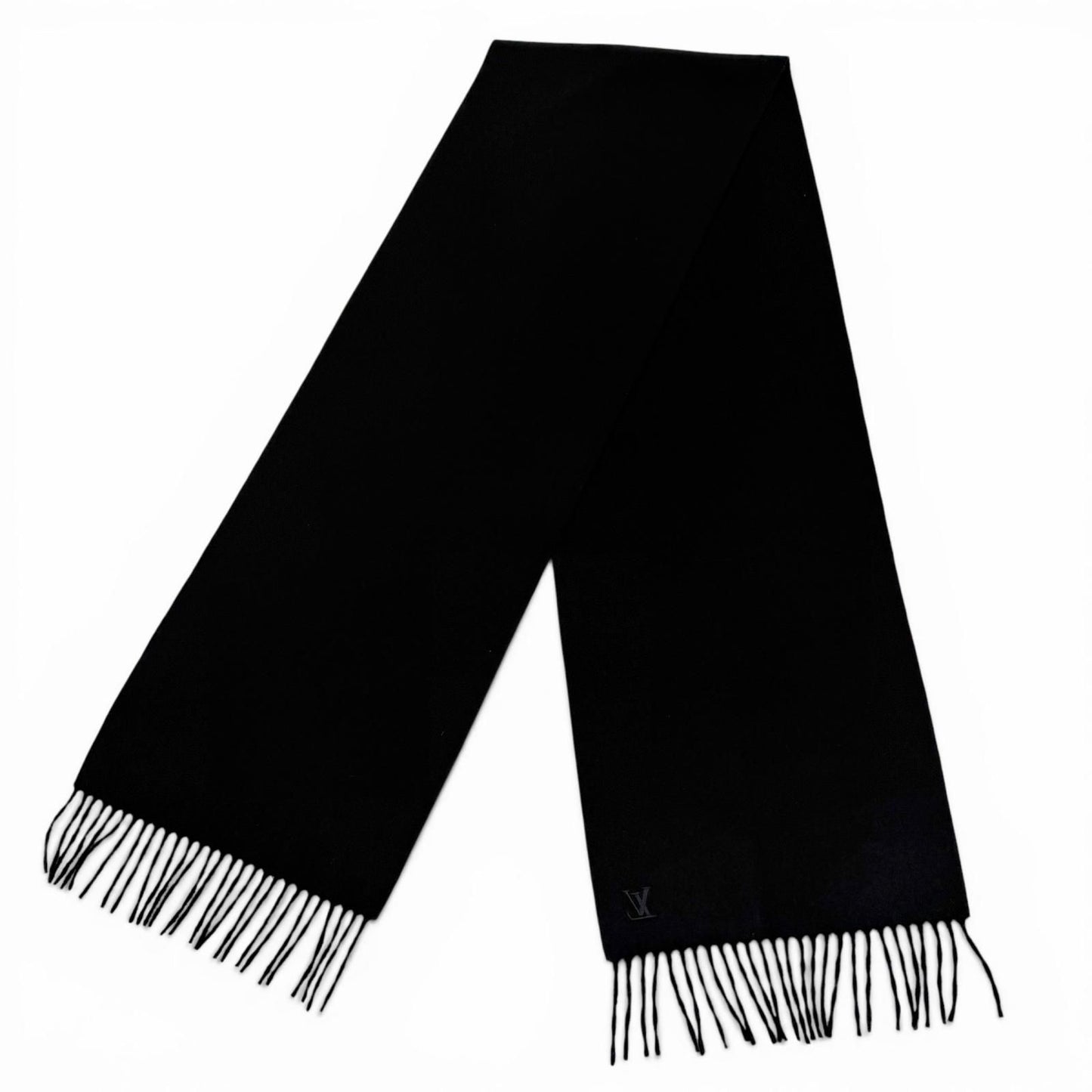 Louis Vuitton Cashmere Echarpe Jhelum LV Logo Embroidered Scarf with Fringe — view 4