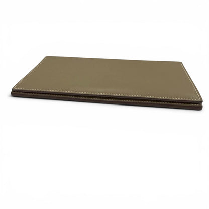 Hermes Citizen Twill Long Silk Etoupe Silver Leather Wallet — view 3