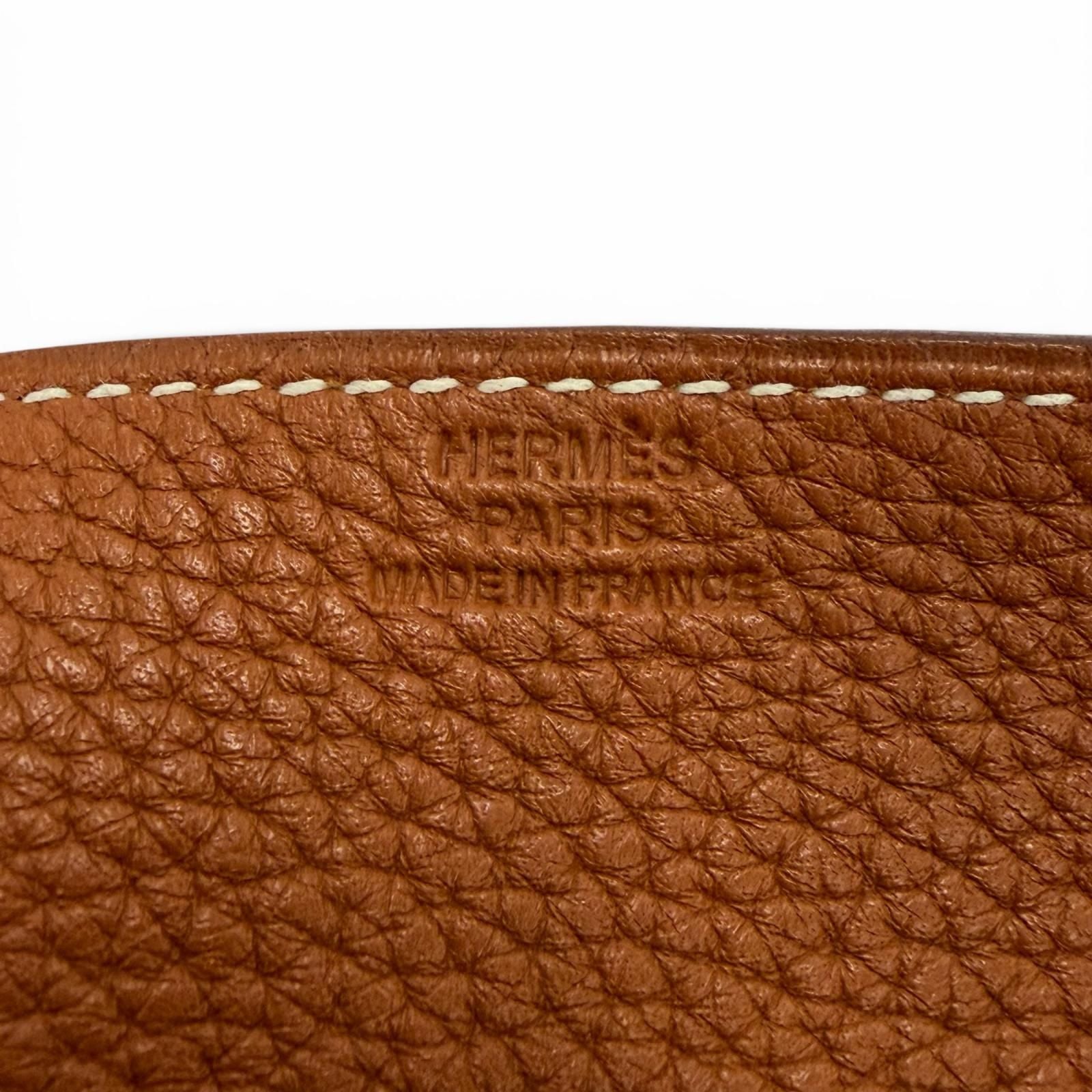 Hermes Vido Posh Tray Taurillon Clemence Leather Silver Logo Case Brown — view 6