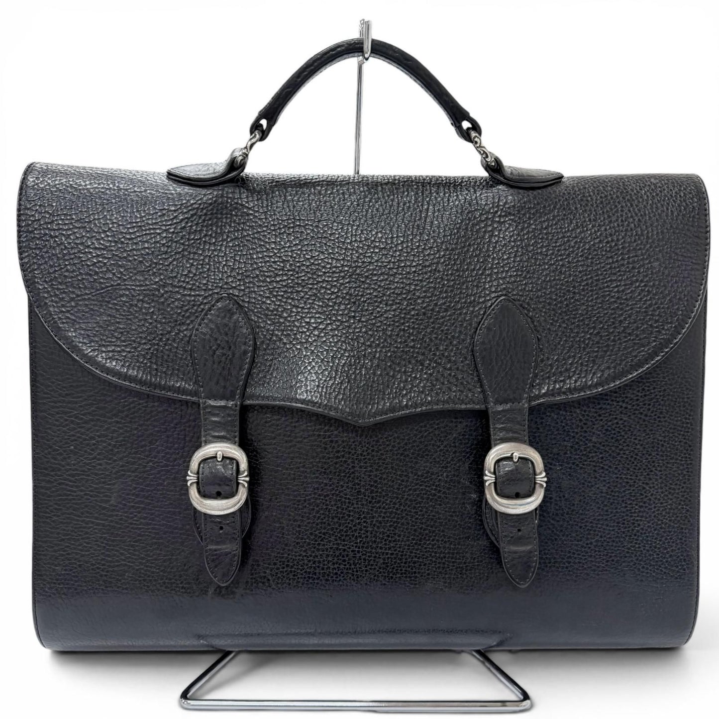 Chrome Hearts Leather Part Gunslinger CH Plus Briefcase Handbag Black