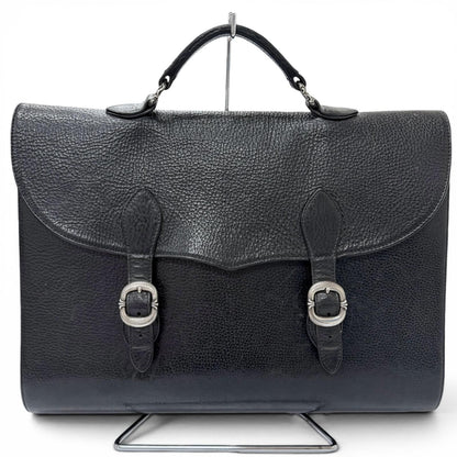 Chrome Hearts Leather Part Gunslinger CH Plus Briefcase Handbag Black