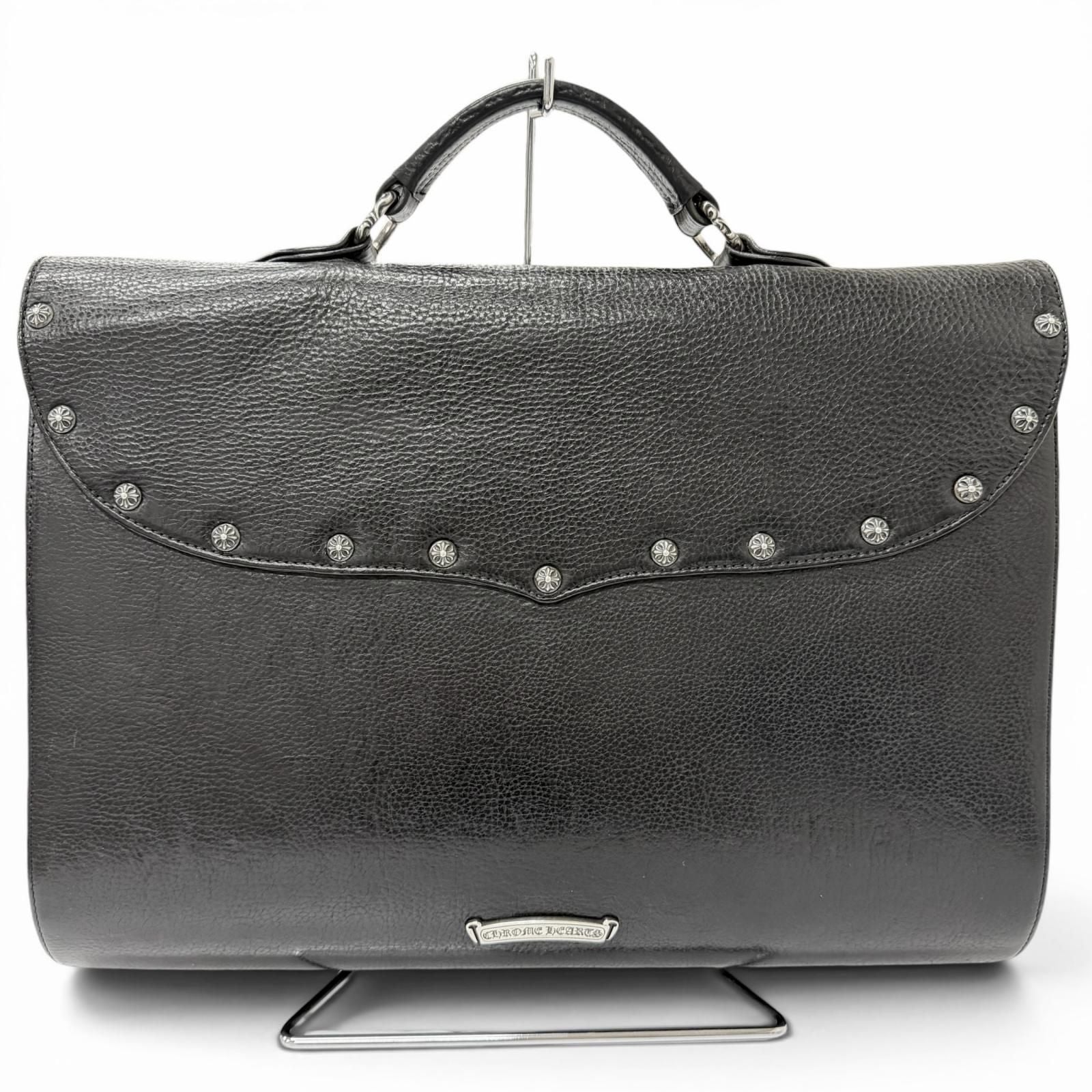 Chrome Hearts Leather Part Gunslinger CH Plus Briefcase Handbag Black — view 2