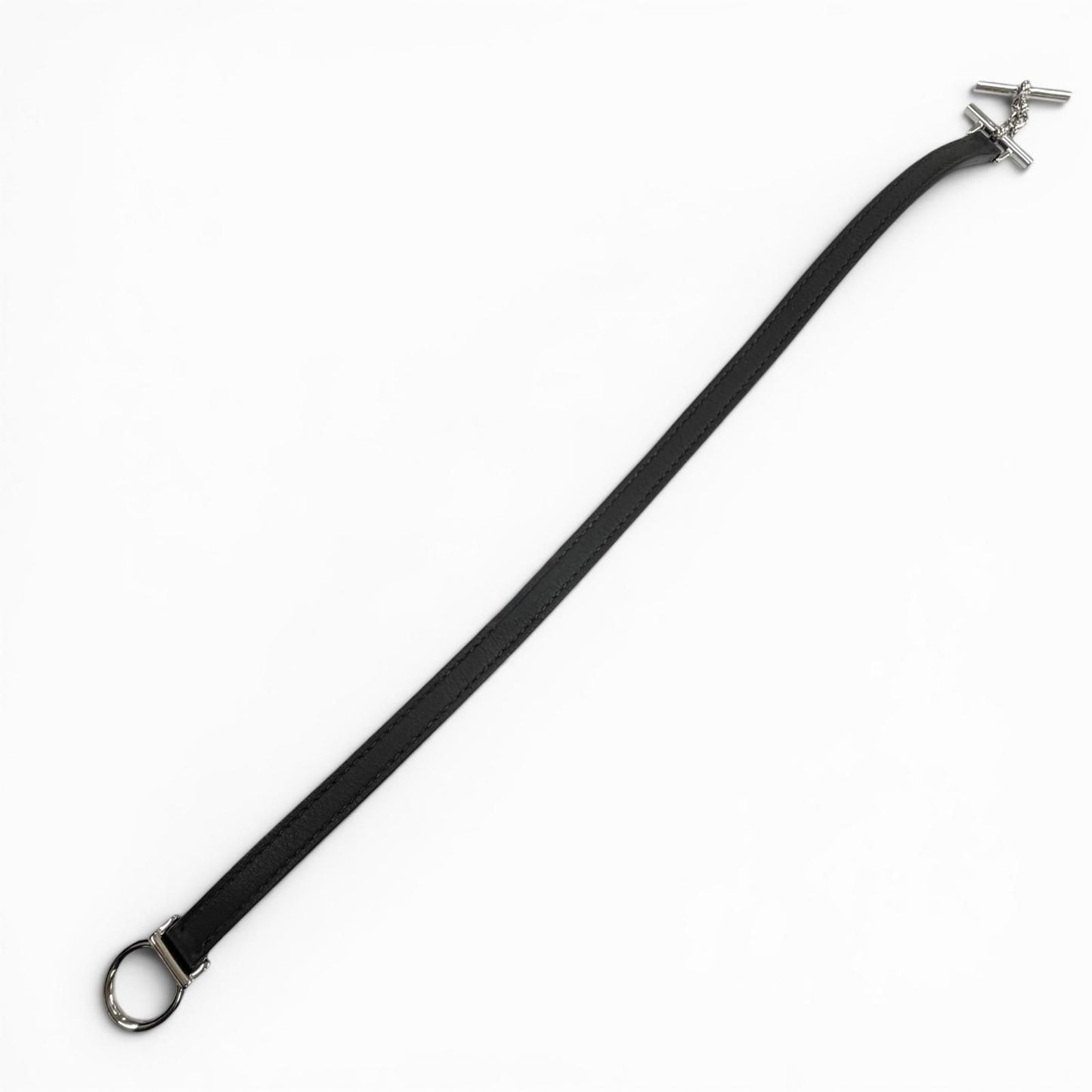 Hermes Croisier Double Tour Leather Silver Purchased in May Bracelet Black — view 3