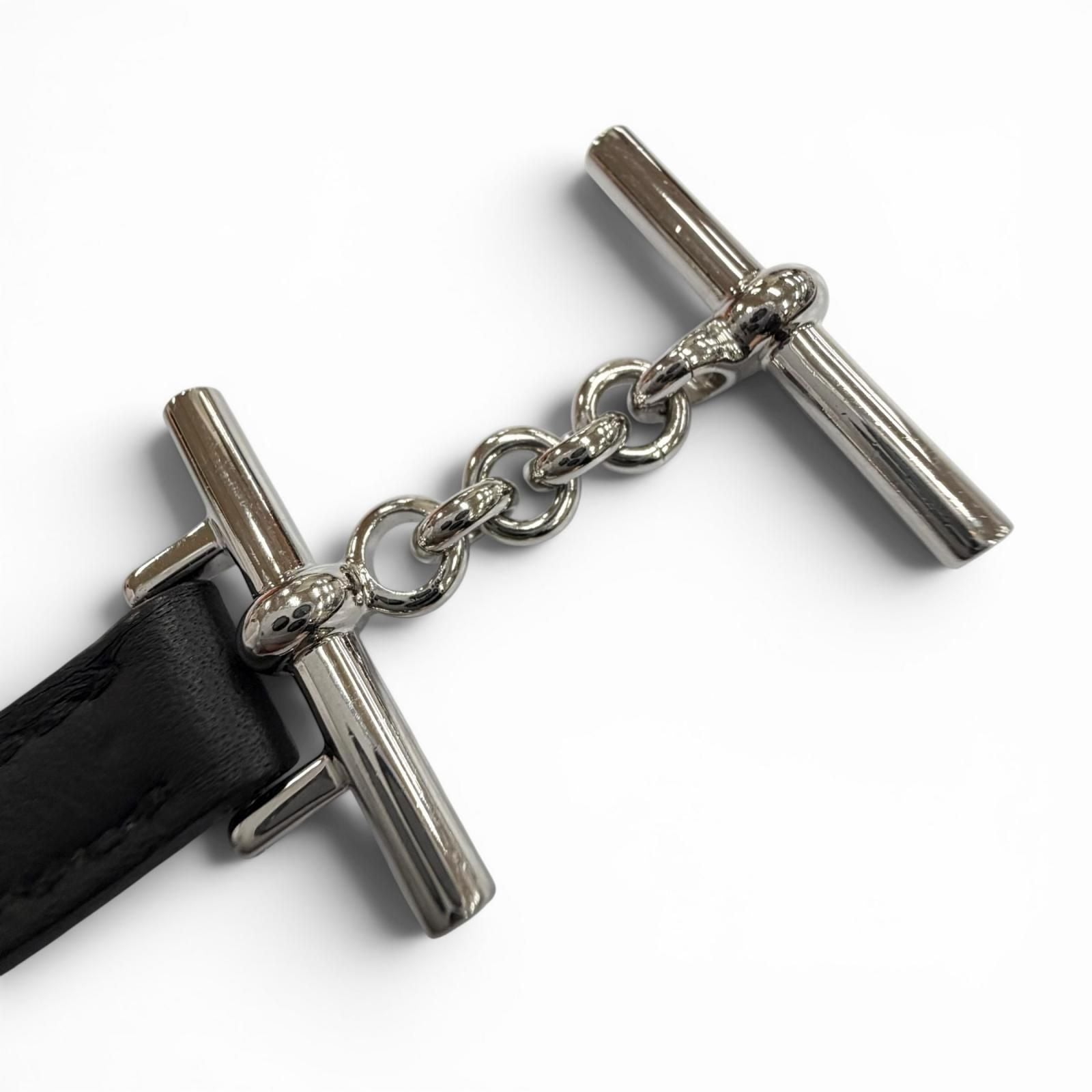 Hermes Croisier Double Tour Leather Silver Purchased in May Bracelet Black — view 4