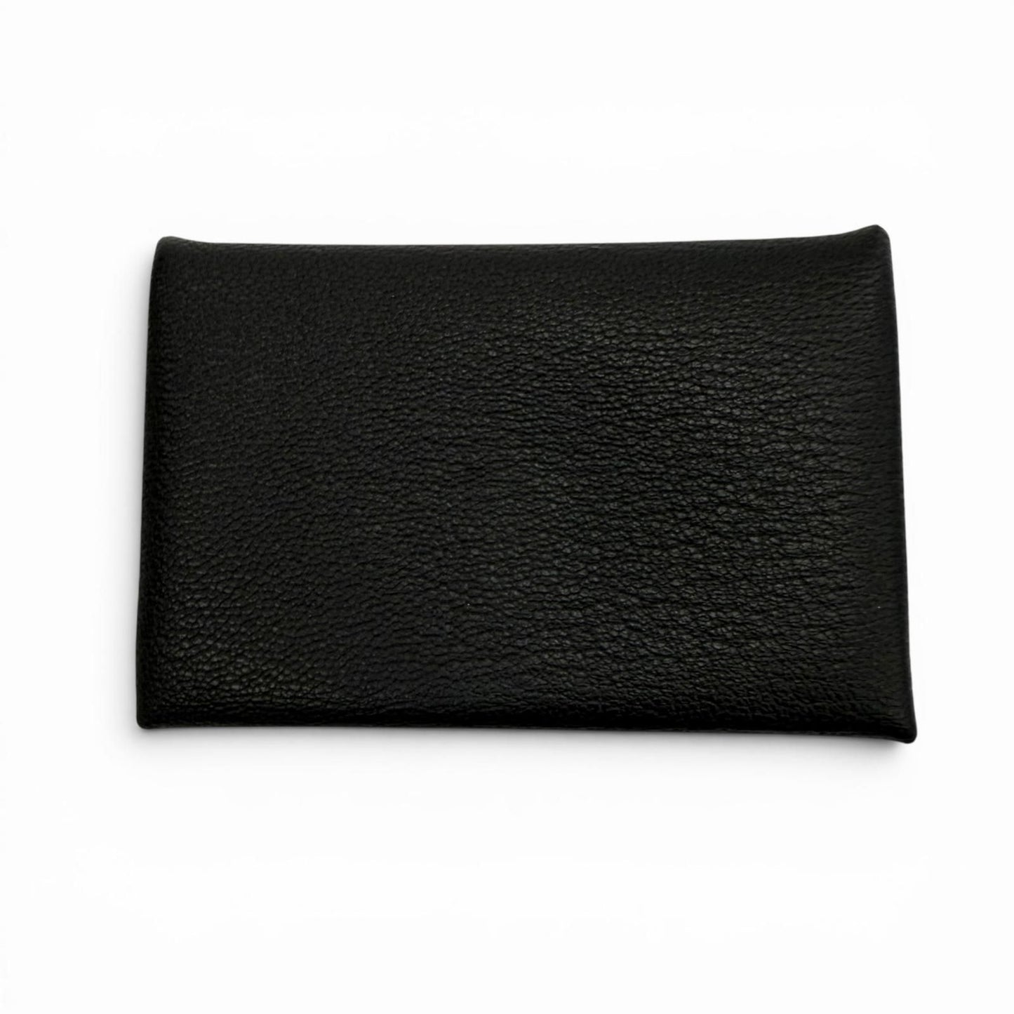 Hermes Calvi Chevre Misol Silver Coin Case Card Black