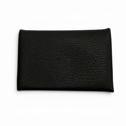 Hermes Calvi Chevre Misol Silver Coin Case Card Black