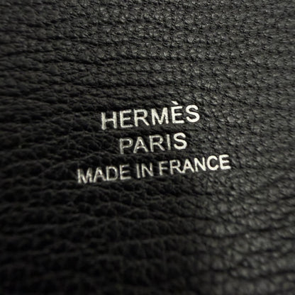 Hermes Calvi Chevre Misol Silver Coin Case Card Black — view 7