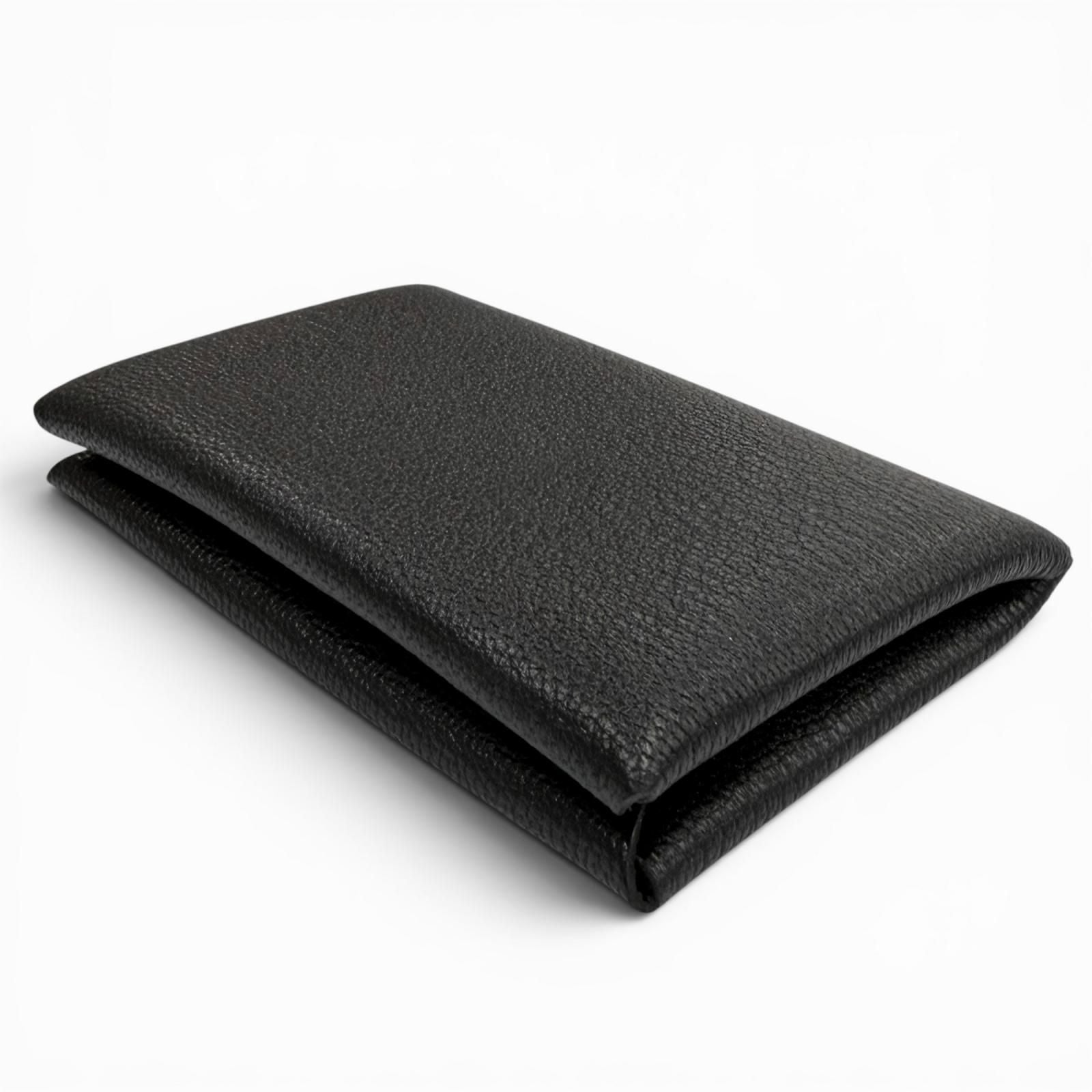 Hermes Calvi Chevre Misol Silver Coin Case Card Black — view 4