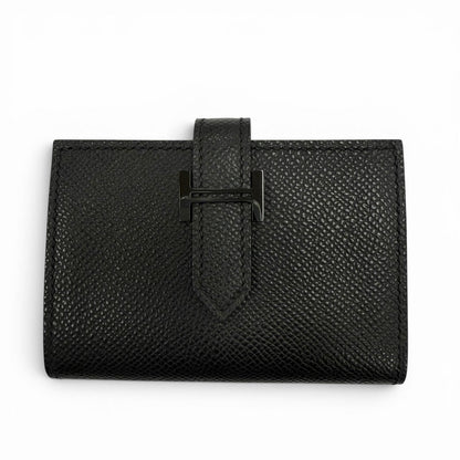 Hermes Bearn Veau Epsom So Black Logo Monochrome Card Case Business Holder
