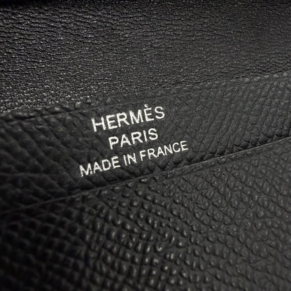 Hermes Bearn Veau Epsom So Black Logo Monochrome Card Case Business Holder — view 7