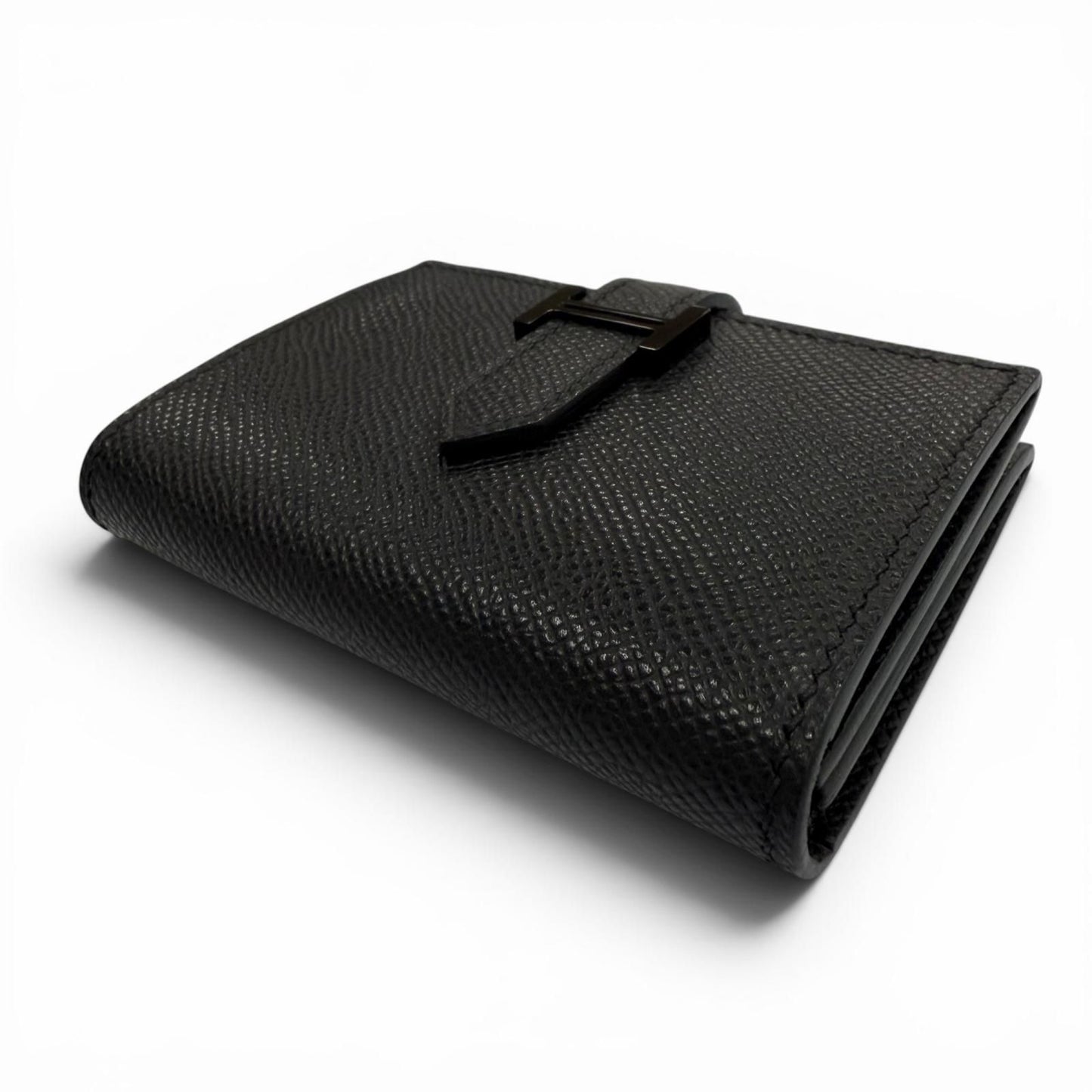 Hermes Bearn Veau Epsom So Black Logo Monochrome Card Case Business Holder — view 3