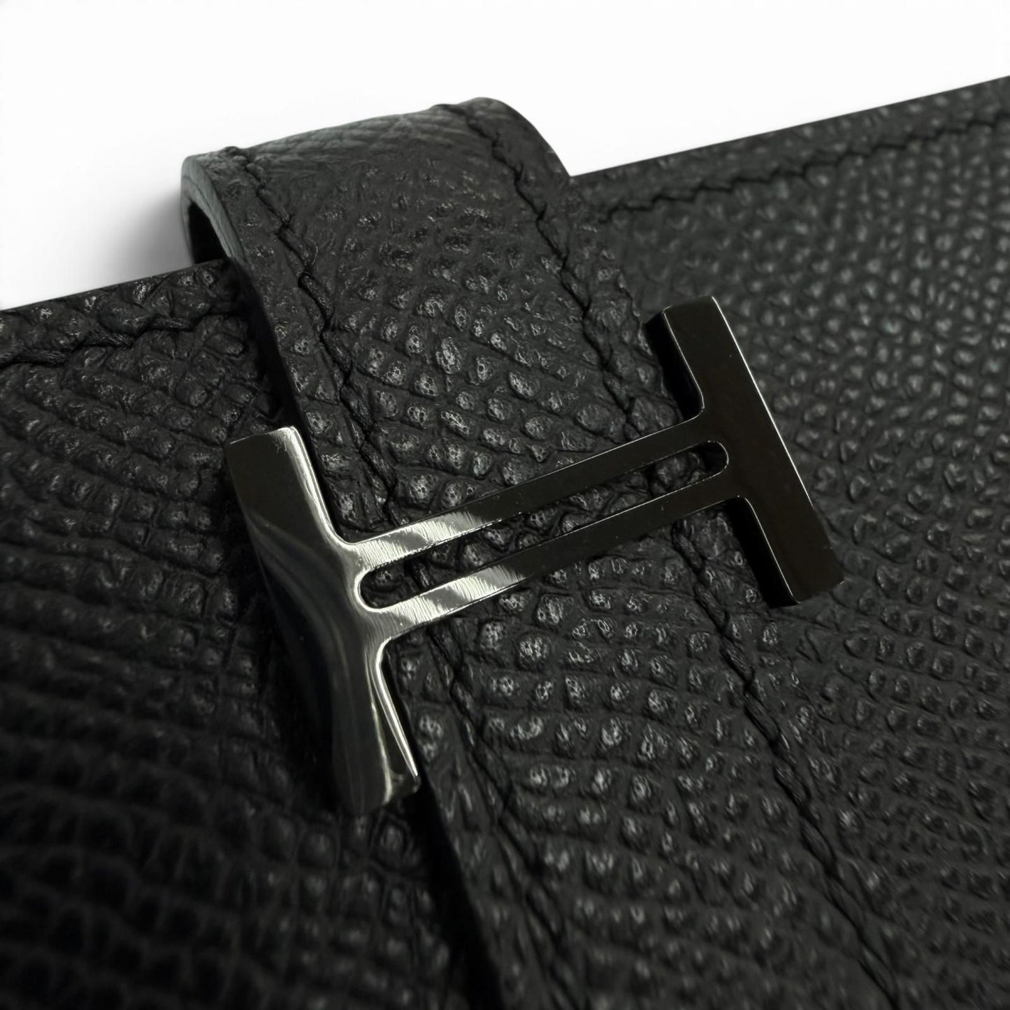 Hermes Bearn Veau Epsom So Black Logo Monochrome Card Case Business Holder — view 6