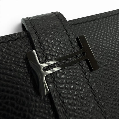 Hermes Bearn Veau Epsom So Black Logo Monochrome Card Case Business Holder — view 6