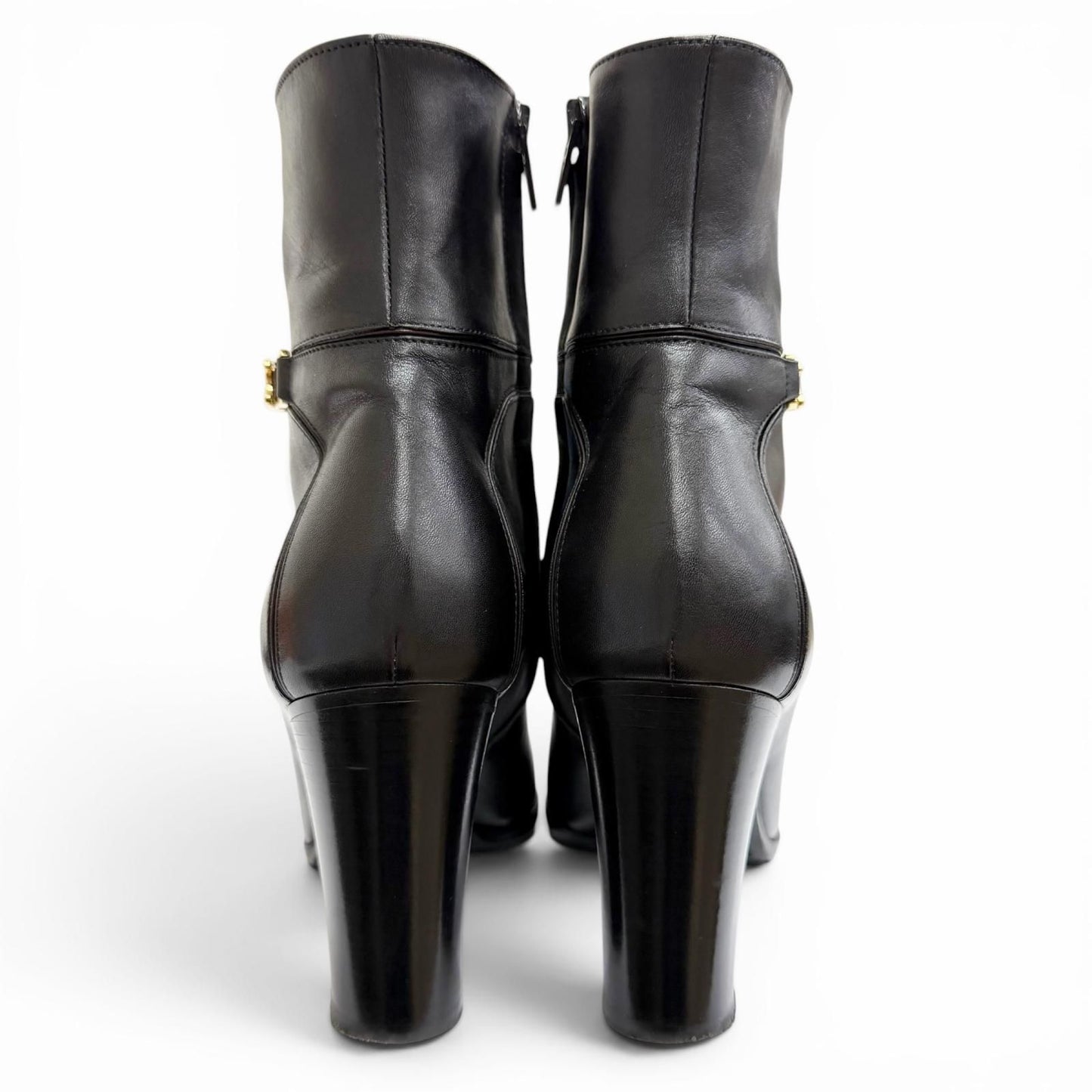 Celine Triomphe Side Zip Leather Ankle Boots Short Black — view 5