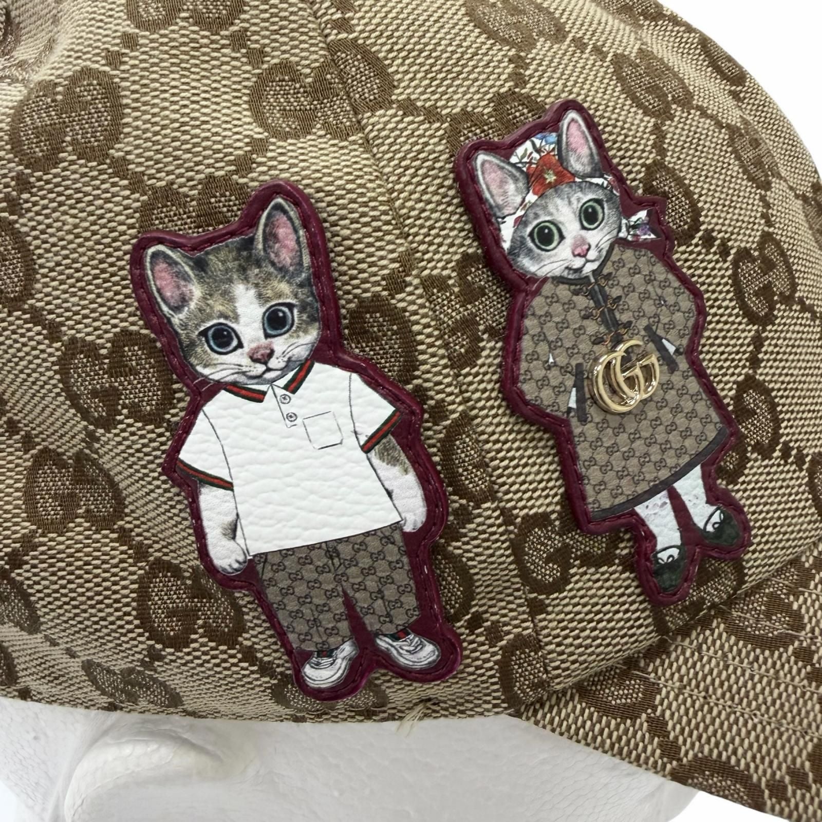 Gucci Yuko Higuchi Bo & Boris GG Canvas Lambskin Baseball Cap Hat Beige M 57 cm — view 6