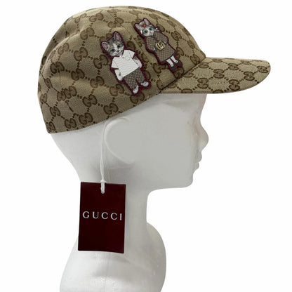 Gucci Yuko Higuchi Bo & Boris GG Canvas Lambskin Baseball Cap Hat Beige M 57 cm — view 3