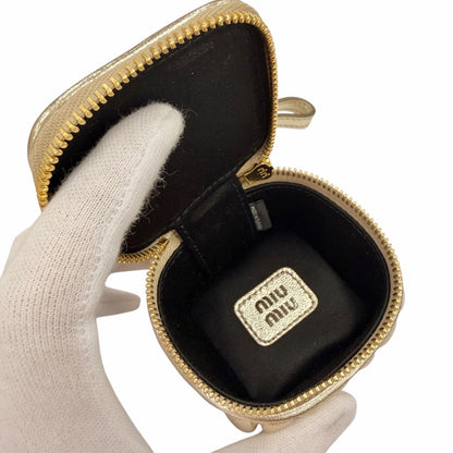 Miu Miu Trick Matelasse Keyring Leather Logo Charm Gold Key Holder — view 5