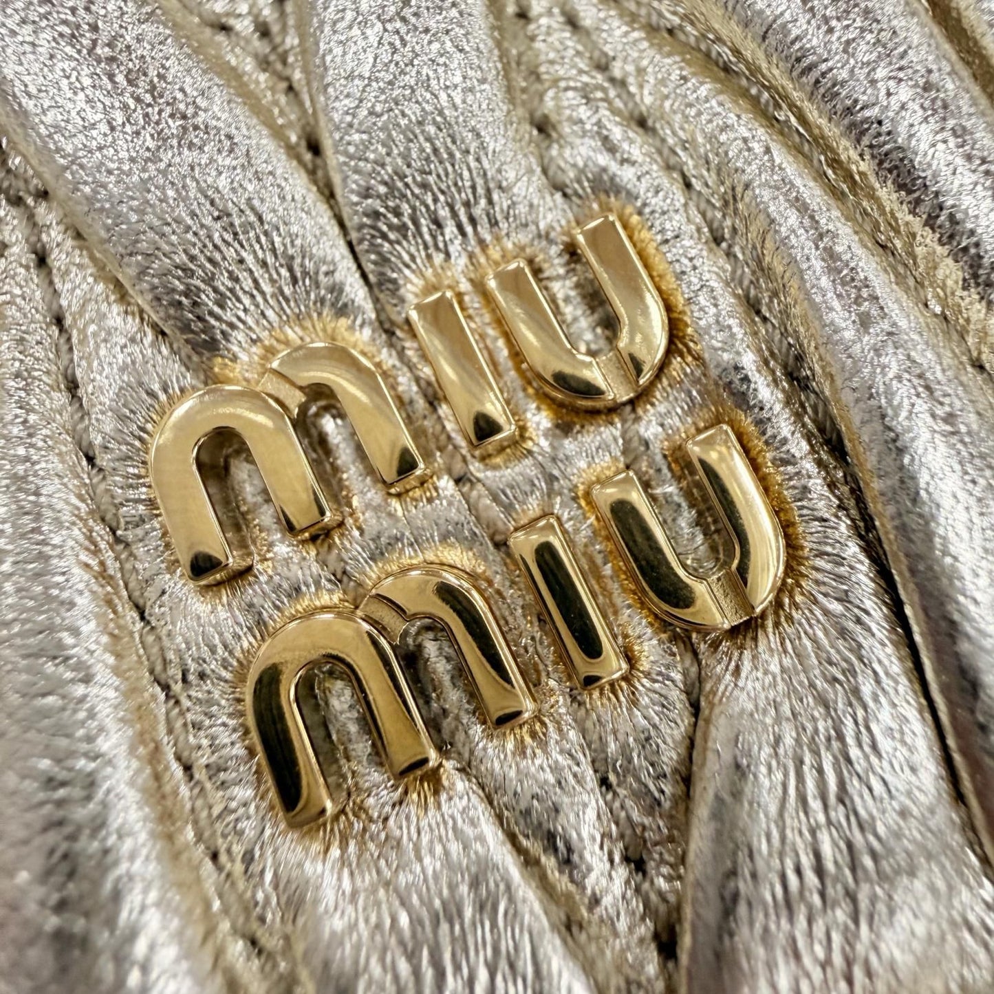 Miu Miu Trick Matelasse Keyring Leather Logo Charm Gold Key Holder — view 6