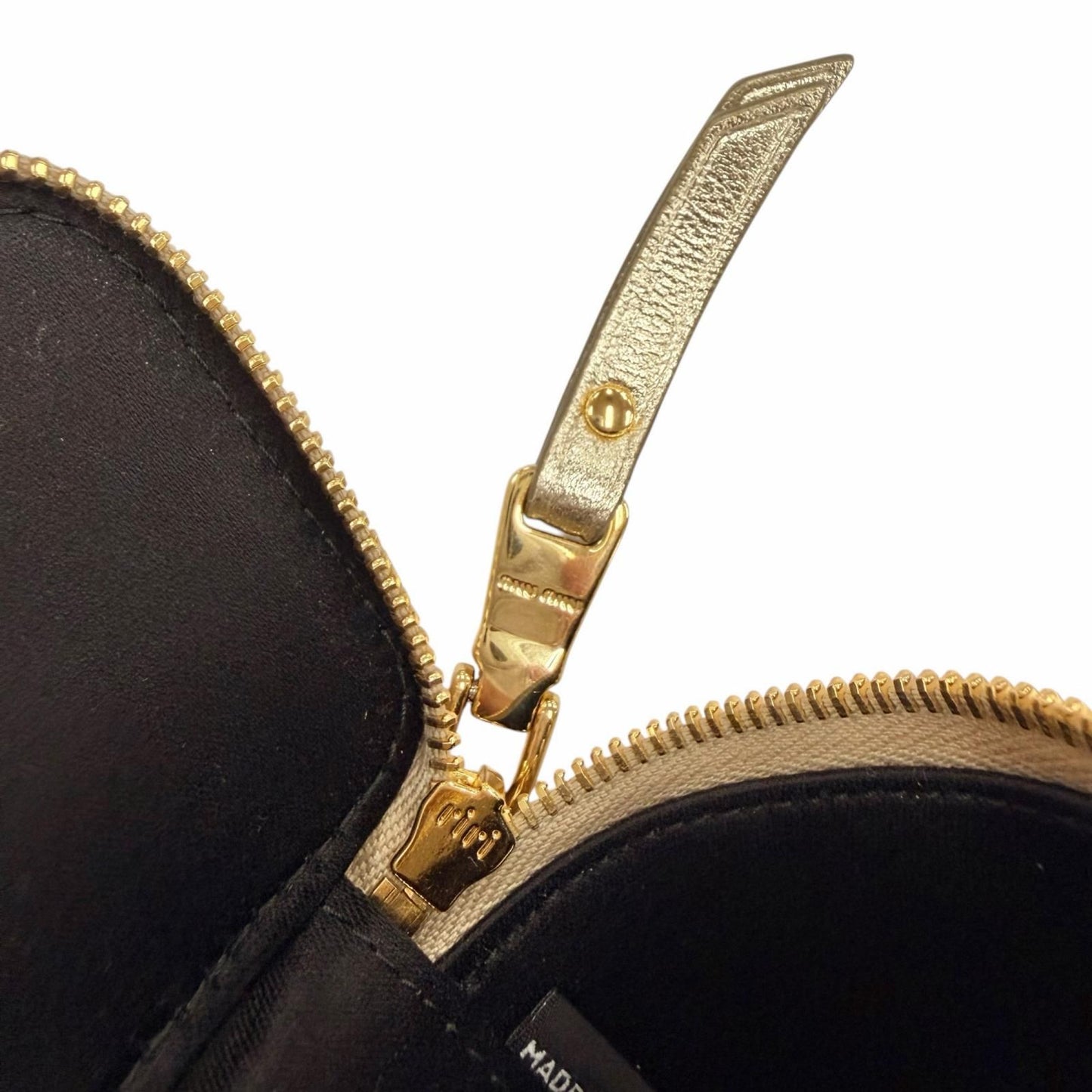 Miu Miu Trick Matelasse Keyring Leather Logo Charm Gold Key Holder — view 7