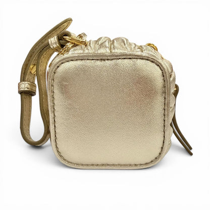 Miu Miu Trick Matelasse Keyring Leather Logo Charm Gold Key Holder — view 3