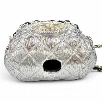 Chanel CC Logo Crown Quilted Airpods Case for Generation Silver — view 6