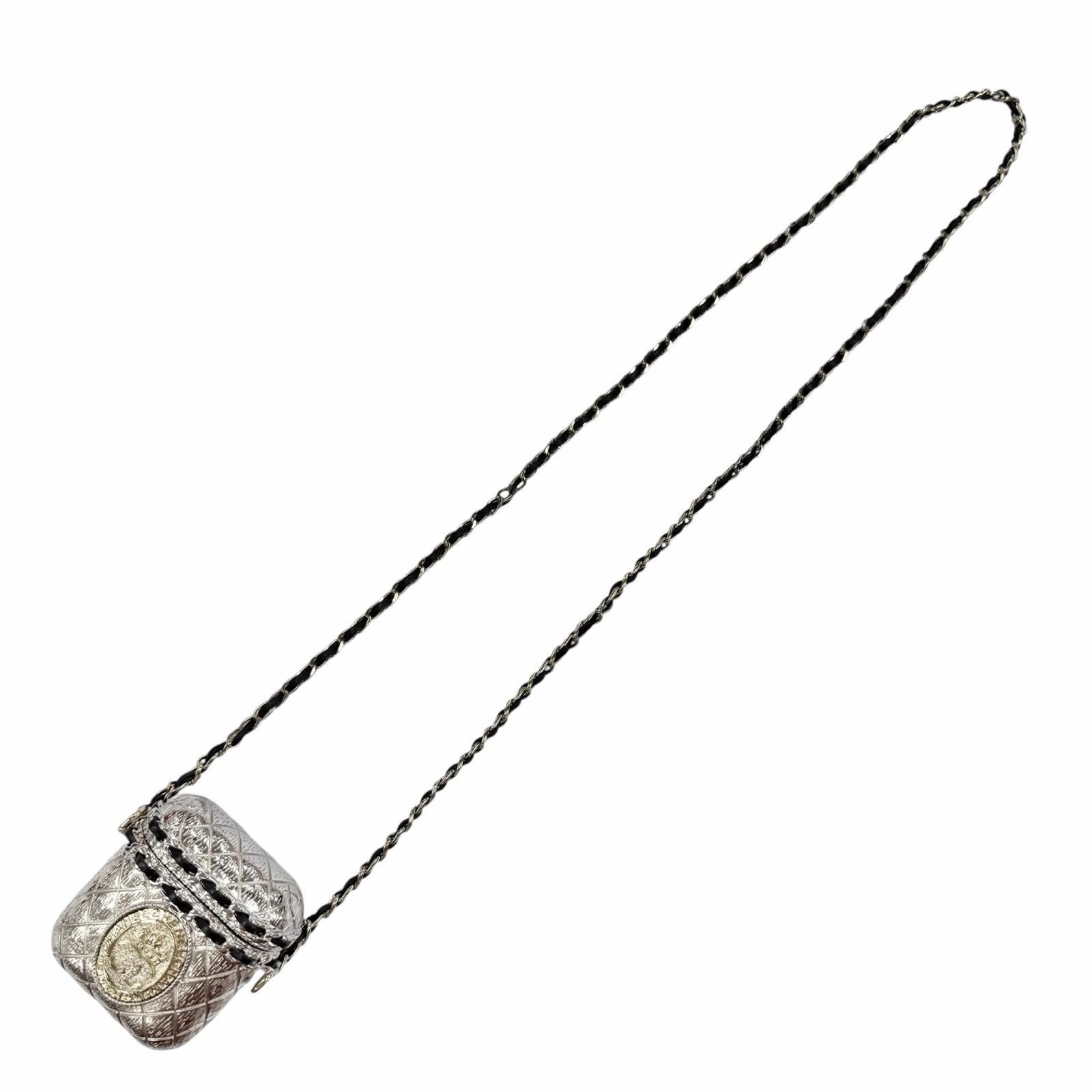 Chanel CC Logo Crown Quilted Airpods Case for Generation Silver — view 8