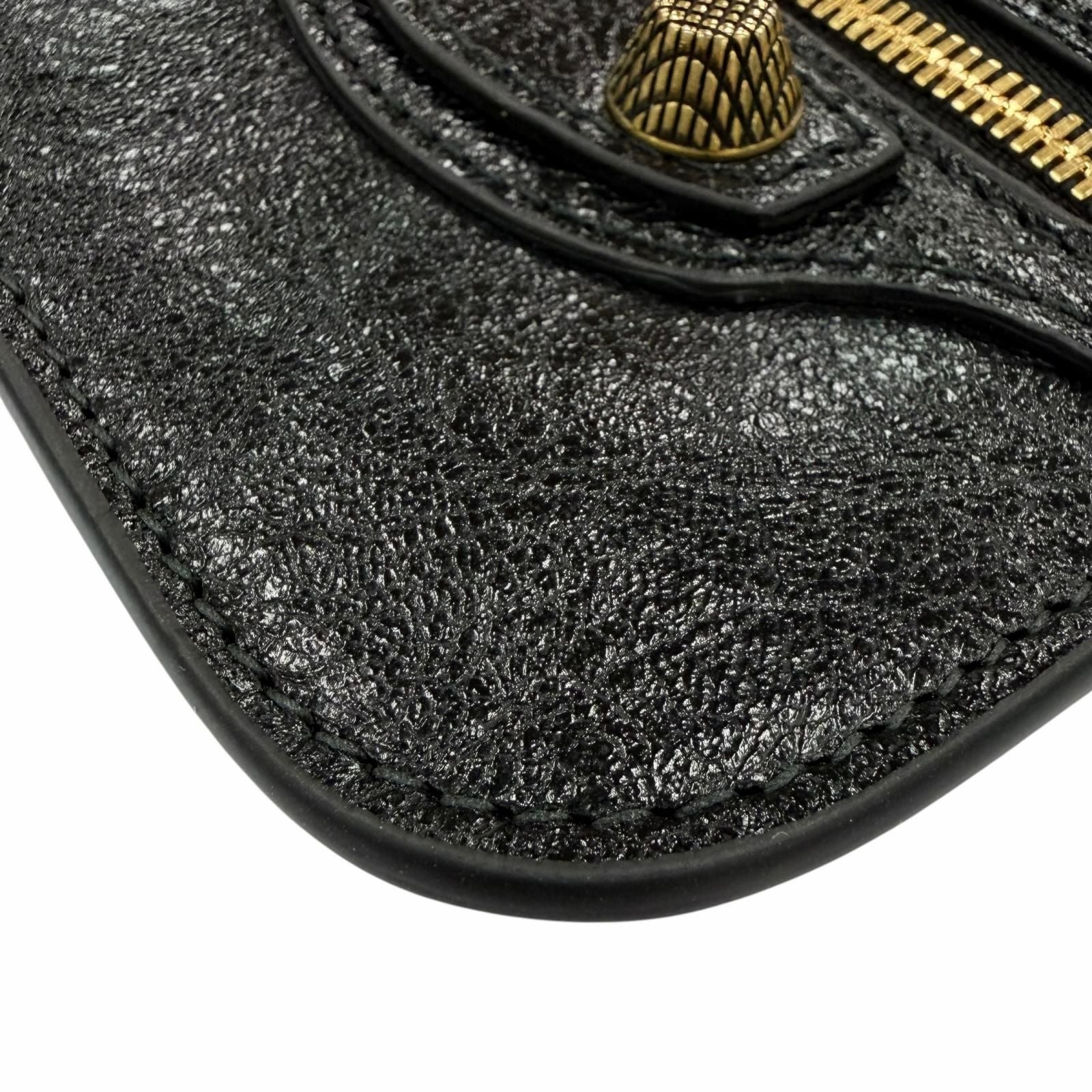 Balenciaga Leather Coin Case Purse Black Gold — view 3