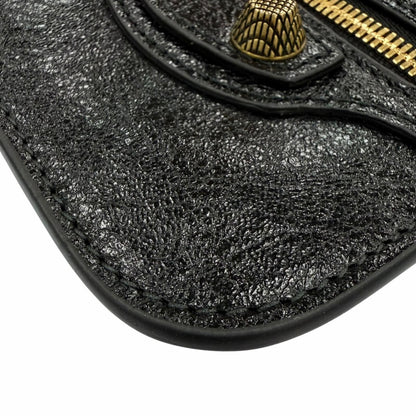 Balenciaga Leather Coin Case Purse Black Gold — view 3