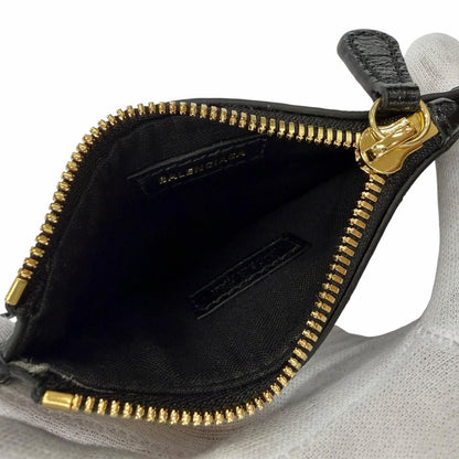 Balenciaga Leather Coin Case Purse Black Gold — view 4