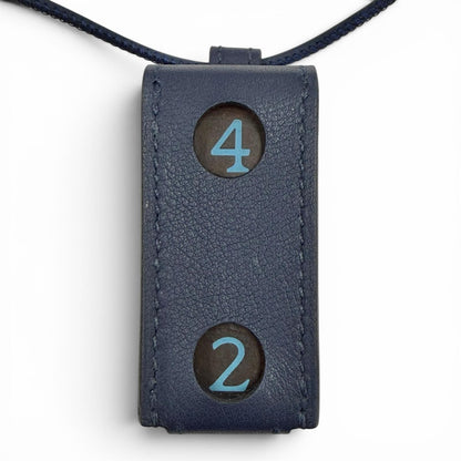 Hermes Coup de Blue Jean Navy 3 Dice Leather Necklace 85 cm