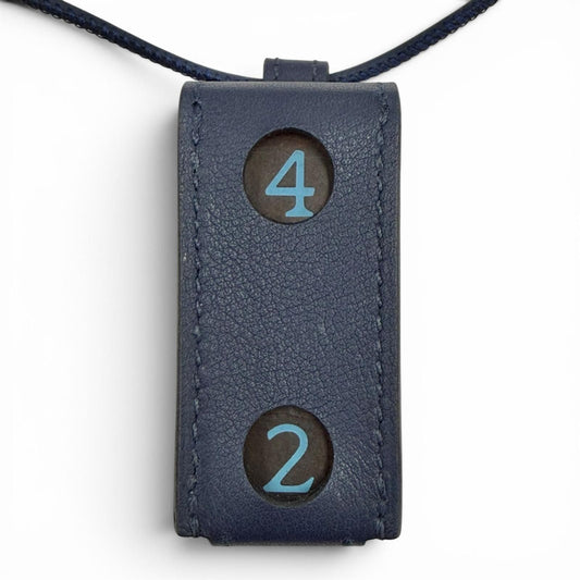 Hermes Coup de Blue Jean Navy 3 Dice Leather Necklace 85 cm