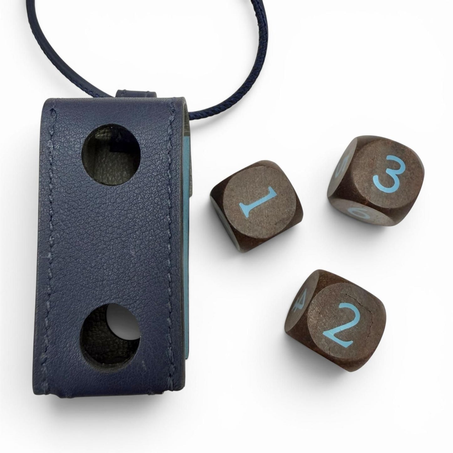 Hermes Coup de Blue Jean Navy 3 Dice Leather Necklace 85 cm — view 4